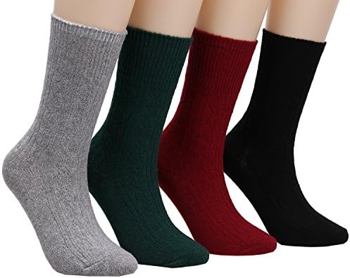 Womens 4 Pairs Soft Comfort Casual Winter Cotton Slouch Knit Boot Crew Socks Size 5-11 W606 (solid color)