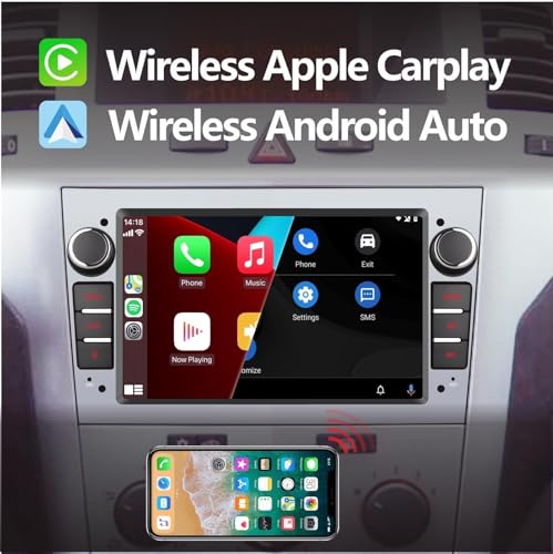 LXKLSZ Car Radio Compatible with Wireless Carplay/Android Auto for Opel Antara Zafira Corsa with Touch Screen Bluetooth Mirror Link USB High Power Silver
