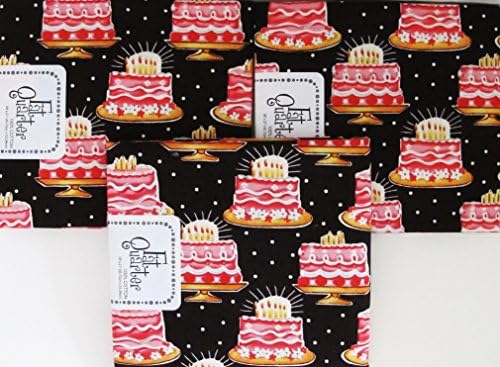 FAT QUARTERS (3) BIRTHDAY CAKE WITH CANDLES PRINT ~ 100% COTTON FABRIC ~ Quilt Fabric ~ SEWING