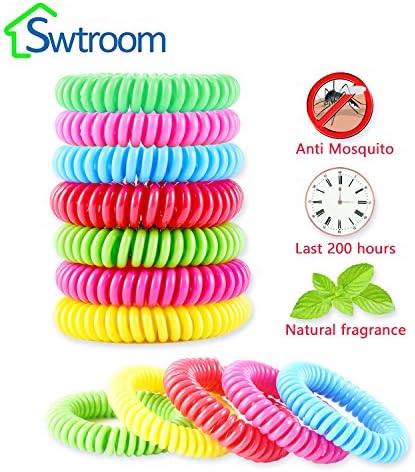 Swtroom Mosquito Repellent Bracelets Bands ,Deet-Free,Non-Toxic,Plants Oil Based, Natural Wristbands,200Hrs of Protection Against Mosquitoes and Insects - Premium Pest Control,（12-pack）