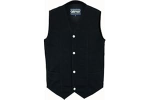DS DANIEL SMART Daniel Smart Biker Vest for Men V-Shaped Neck Design Black Denim Vest with plain Side and Inside Carry Pocket