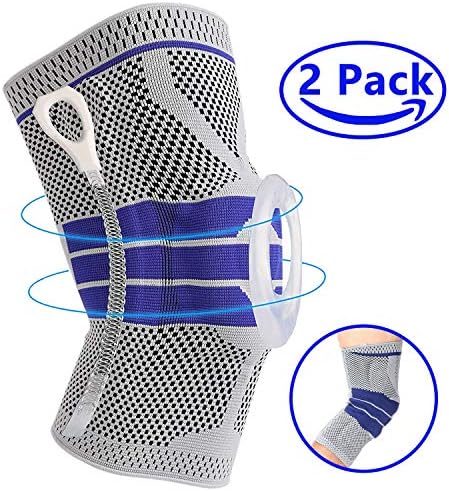 Premium Knee Brace Compression Sleeves - Professional Knee Pads Support for Meniscus Tear, Arthritis, Joint Pain Relief, Running, Crossfit, Workout, Basketball, Volleyball, Men & Women L