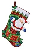 Bucilla 18-Inch Christmas Stocking Felt Appliqué Kit, 86063 Pop-Up Santa