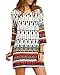 Oyanus Womens Bohemian Neck Tie Floral Printed Ethnic Style Shift Casual Dress
