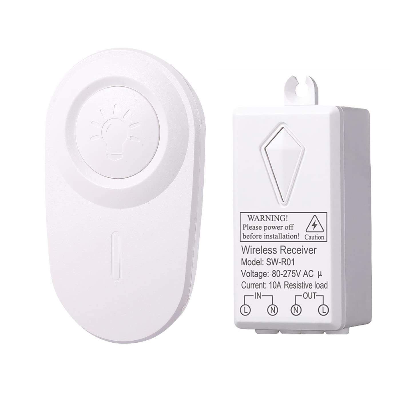 Mengshen Remote Switch and Receiver Kit, Wireless RF Relay Small Portable ON OFF No Wiring No WiFi Programmable Expandable for Lights Lamps LEDs Fans Appliances