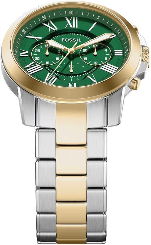 Montre Grant pour Homme, mouvement chronographe à quartz avec bracelet en acier inoxydable, Ton argenté et ton or, 44 mm