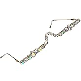 WYSJYBHJ No Lens Diamond Glasses Frame,Rhinestone glasses frames, Crystal Sunglasses,Fashion Half Frame,square glasses frame,No lens fashion sunglasses frame.