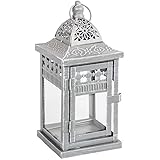 Laterne Windlicht Grau Shabby Stil Gartendeko Mit Verzierung