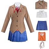 Juejuezi Doki Doki Monika Outfit Yuri Uniform Dress Sayori Cosplay Costume Women Pleated Skirt Shirt Set Halloween