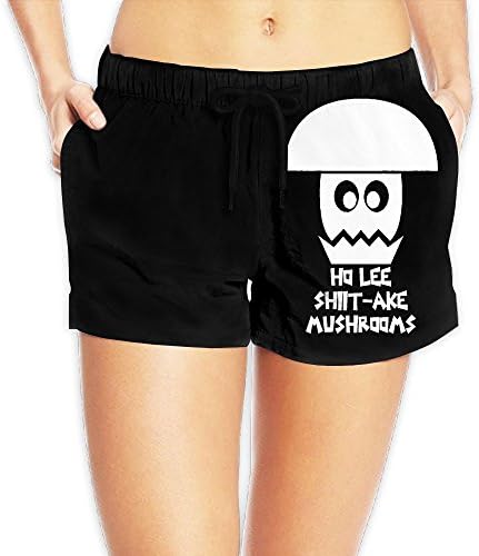 WHENLUCKY Hip Hop Ho Lee Shiit-Ake Mushrooms Funny Novelty Graphic Beach Shorts Summer Hot Pants Swimming Trunks Tropical