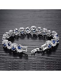 Opk joyas para boda de platino, brazalete de circonia cúbico enchapado, para mujer, cobre chapado en oro, Azul, DS931-Blue