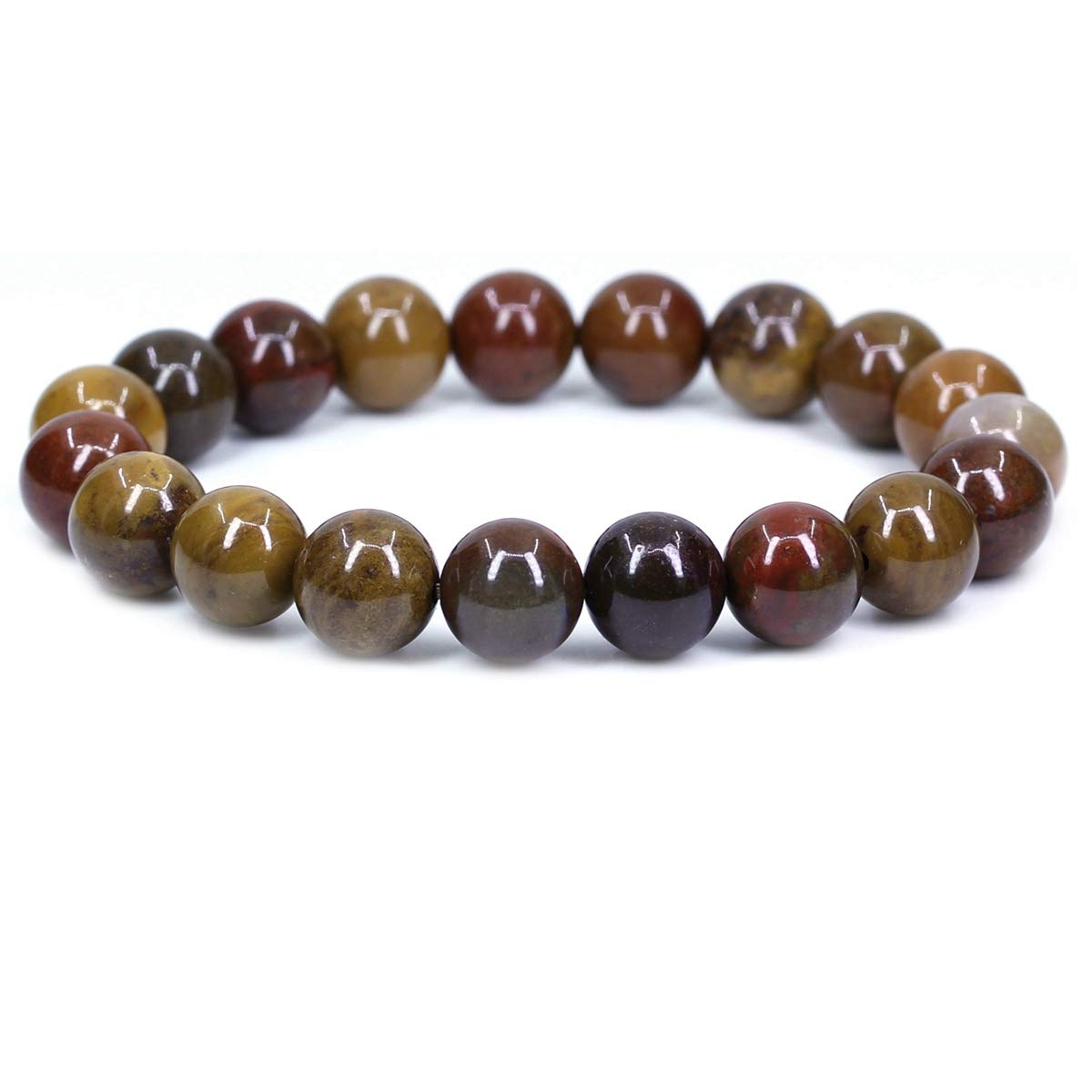 CHENYUE Natural Aqua Nueva Agate Gemstone 10mm Round Beads Stretch Bracelet 7" Unisex