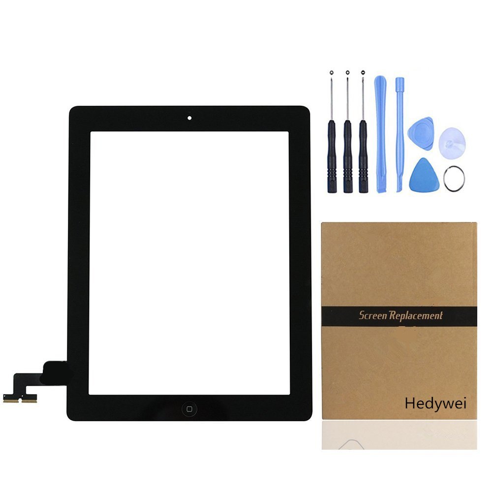Hedywei Touch Screen for iPad 2 A1395 A1396 A1397 Digitizer Glass Replacement w/Home Button (Black)
