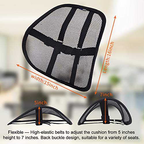 Lumbar Support, Cartop Mesh Back Cushion 2 Pack Lower Back Support, Double Mesh Lumbar Cushion Air Flow Breathable Back Support Cushion - Suitable for Office Chair Home Car (2-Pack)