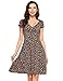 Zeagoo Women's Rayon Wrap Floral Print V Neck A-Line Flare Party Dress,Orange,Medium