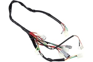 ARAMOX Motorcycle Wire Harness Assembly for Yamaha PW50, ABS Plastic, 9-36V, White and Amber LED, Professional Replacement Wiring Kit