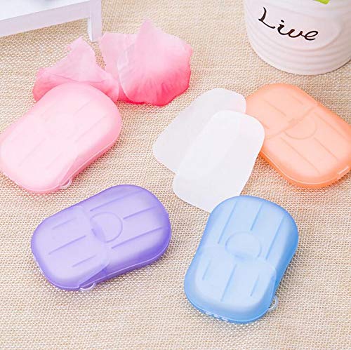 Sendke 20/100/200 Sheets Paper Soap Portable Disposable Hand Soap Paper Hand Washing Bath Paper Soap Soft Foaming Toiletry Soap for Travel Outdoor Random Colors