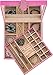 Glenor Co Jewelry Box Organizer for girls - 28 Section - Modern Buckle Closure, Large Mirror & 2 Trays for Women & Teens - For Earring Ring Necklace Bracelet & Watch - Leather Design - Pink