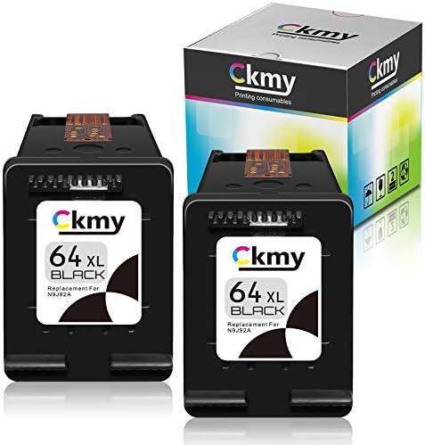CKMY Remanufactured Ink Cartridge Replacement for HP 64XL 64 XL (2 Black) Use with Envy Photo 7800 7858 7155 7855 6255 6252 7158 7164 6222 7120 7130 Tango X Smart Home Wireless Printer