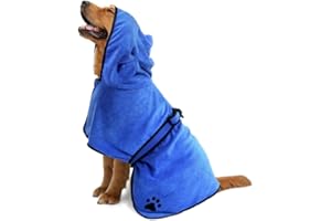 COMFPET Dog Bathrobe for After Bath, Dog Towel for Pet Shower & Bath, Hooded Robe for Cats and Dogs of All Breeds, Absorbent Towel, Extra Large(Blue)