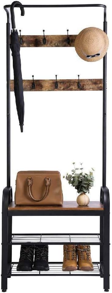 Best Metal Frame Vintage Coat Rack Shoe Bench