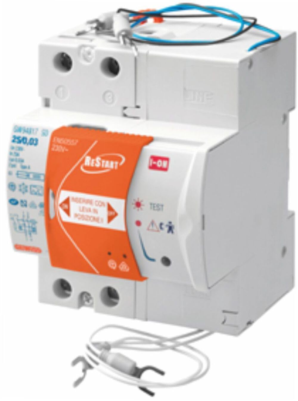 Gewiss Restart Rd 2 Poles, Coupled With Differential Pure Idp, 13.2 x 11 x 10 cm, White Plastic, Metal