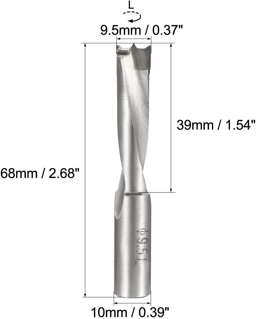 sourcing map Brad Point Drill Bits for Wood 9.5mm x 68mm Left Turning Carbide for Woodworking Carpentry Drilling Tool - Image 3
