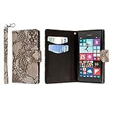 MPERO Nokia Lumia 730 / 735 Wallet Case, [Flex Flip] Cover with Card Slots and Wrist Strap (Black Lace)