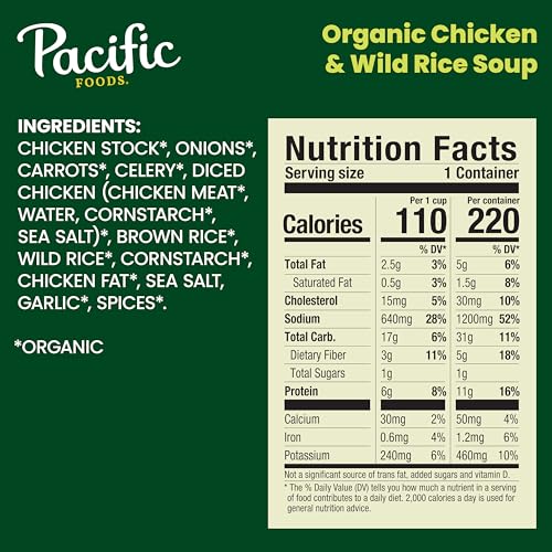 PACIFIC FOODS ORGANIC CHICKEN AND WILD RICE SOUP, 16.3 OZ CAN