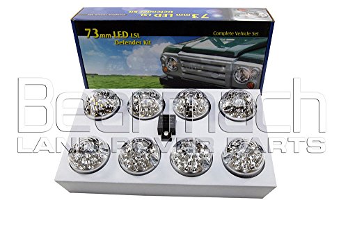 LAND ROVER DEFENDER 90 / 110 CLEAR LED UPGRADE LAMPS KIT 73 MM LED STYLE LIGHT PART: BA9718