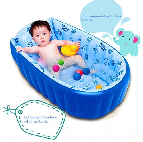 Movker Inflatable Baby Bathing Tubs and Seats,Baby Aerated Bathtub,Infant Portable Inflatable Shower Pool,Soft and Safty For 0 to 5 Years Old Baby (BLUE)