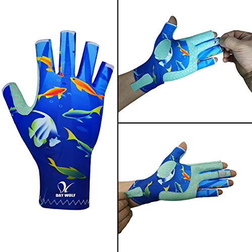 day wolf Angeln Handschuhe UV-Schutz Atmungsaktiv Fingerlos UPF 50+ für Rudern im Freien Kajak Paddeln Wandern Radfahren… – Bild 4