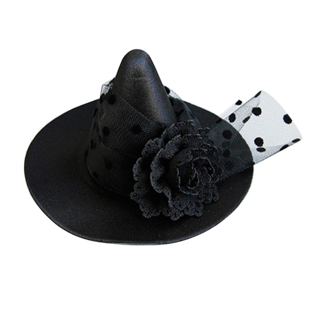 Lurrose Halloween Witch Hat Clip Black Top Hat Headband Halloween Gothic Cosplay Hair Barrette for Performance Party Props