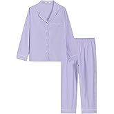 Latuza Women's Petite Length Pajamas Set Long Sleeve Button Down Pjs