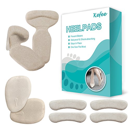 High Heel Pads (8 pcs) - High Heel Inserts, Heel Grips, Anti Slip Shoe Cushion, Ball of Foot Insoles, High Heel Liner, Heel Snugs for Women - Blister Prevention & Improve Shoes Too Big (Beige)