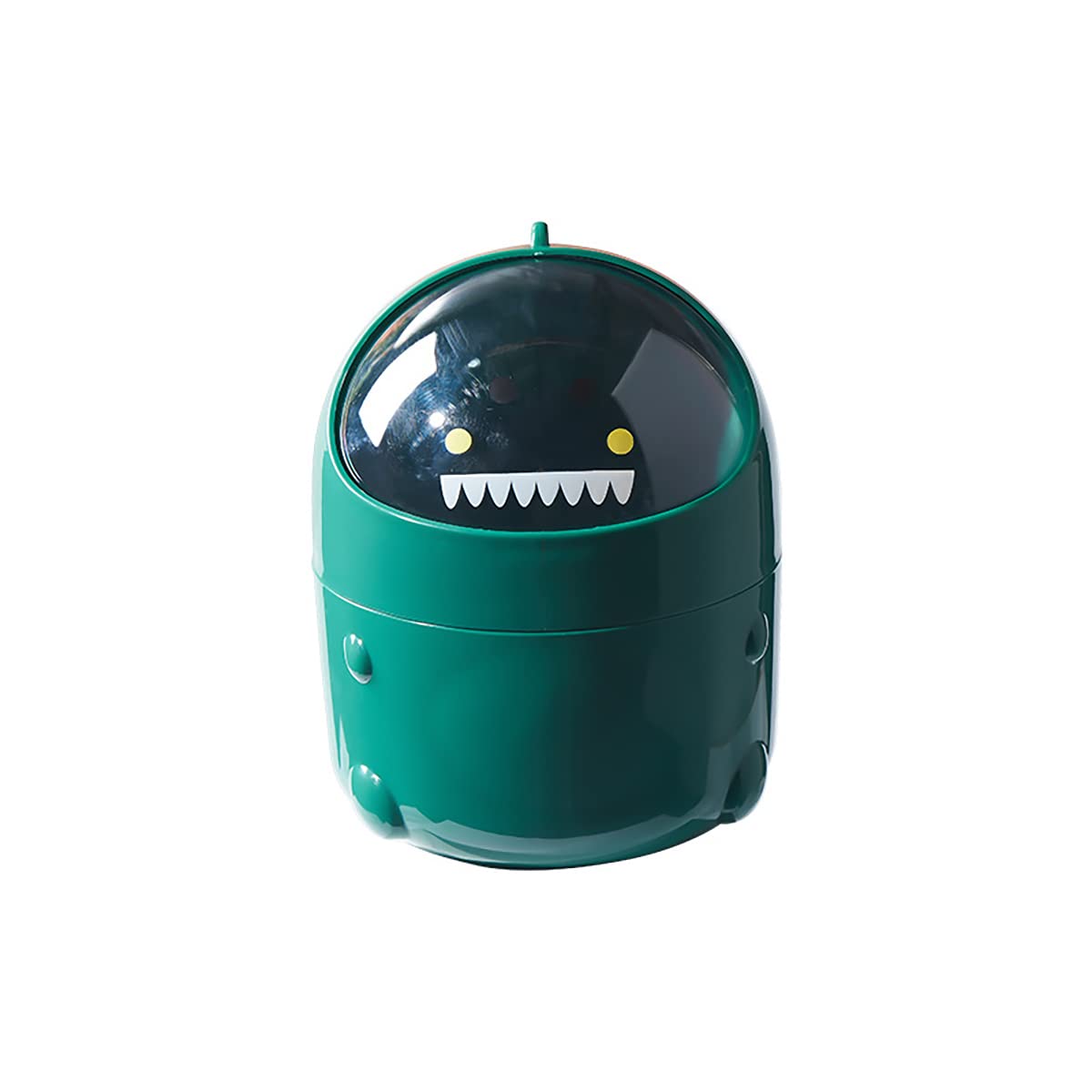 Verve Jelly Mini Plastic Trash Bin Desktop Garbage Basket Barrel Small Desk Organizer Dinosaur Shape Dustbins Paper Towel Container Makeup Pad Garbage Holder for Coffee Table Kitchen, Green