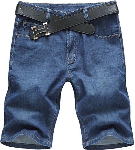 Men's Vintage Mid Rise Straight Regular-Fit Beach Cargo Denim Jeans Slim Shorts