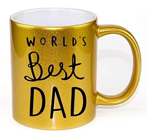 ZOROLUX Gold Worlds Best Dad Mug - Superb Fathers Day - Birthday Gift - Funny Novelty Joke Coffee Mug (Sparkling Gold)