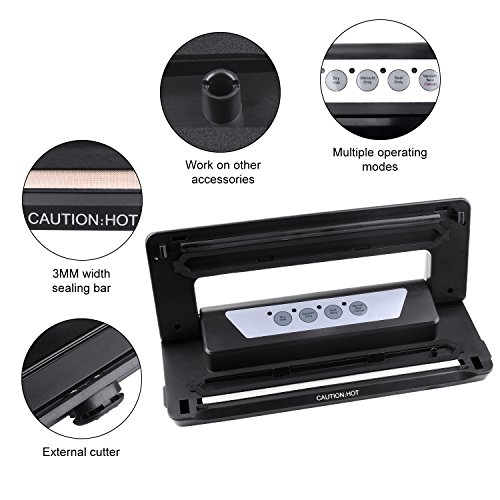Vacuum Sealer, AUKUYEE Automatic 4-in-1 vacuum Sealer Machine with Cutter, Vacuum Sealing System for Food Preservation & Storage, Dry & Wet Food Modes, LED Indicator Lights, BPA-free Starter Bag Roll - Thumbnail 2