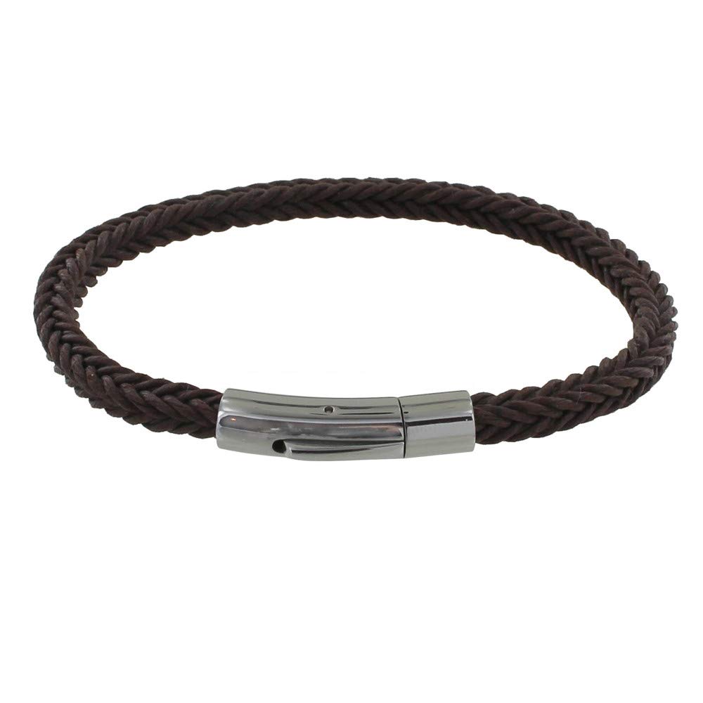 LES POULETTES BIJOUX - Men Bracelet Braid Cotton Square Simple - Deep Brown