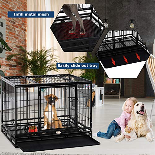 Dog Crate Cage for Large Dogs Heavy Duty 48 Inches Dog Kennel Pet