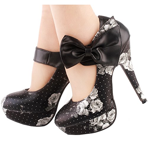 SHOW-STORY-Sexy-Ladies-Bow-Ankle-Strap-Stiletto-Platform-Pumps-ShoesLF30412