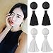 JOYJULY Beautiful Elegant Korean Style Thread Tassel Drop Dangling Earrings Ear Studs White