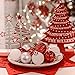 Teresa's Collections 24ct 40mm Traditional Red and White Shatterproof Christmas Ball Ornaments Decoration,Themed with Tree Skirt(Not Included)