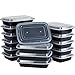 NutriBox [20 Value Pack] Single 1 compartment 24 OZ Meal Prep Plastic Food Storage Containers - BPA Free Reusable Lunch Bento Box - Microwave, Dishwasher and Freezer Safe