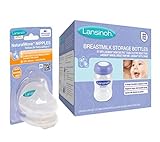 Maven Gifts: Lansinoh Breastfeeding Bundle  Set of 4 Breastmilk Storage Bottles with Set of 2 Momma NaturalWave Medium Flow Nipples  BPA Free