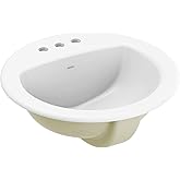 Moen White Vitreous China Drop-in Countertop Sink, 19 X 8.25 Inch Oval Bathroom Sink with a High Gloss Porcelain Finish for V
