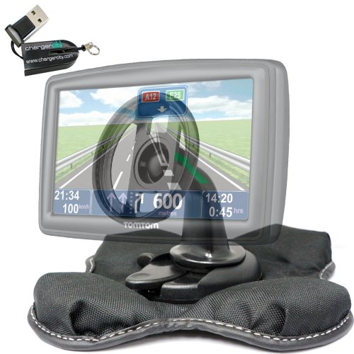 ChargerCity Exclusive Portable Dashboard Friction Mount for TOMTOM XXL 5xx XL 3xx ONE 1xx EASYPORT GPSInclude OEM Micro SD Card Reader to update maps
