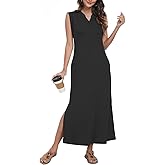 YVH Women's Slim Fit Maxi Dress 2025 Summer Sleeveless Casual Elegant Vacation Dress with Pockets