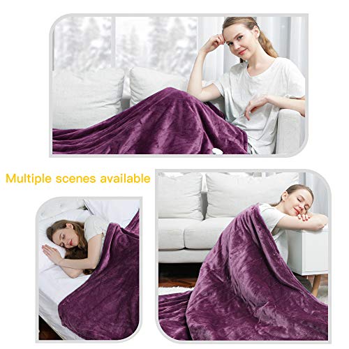 WAPANEUS Heated Blanket Electric Throw 62" x 84"Twin Size with 3